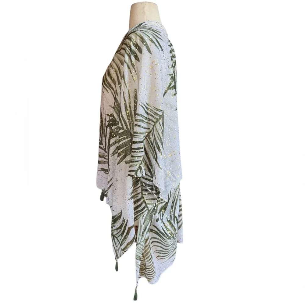 Simply Noelle Palm Leaf Semi-Sheer‎ Swim Coverup